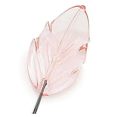 LARGE HAND MADE PINK COLORED CZECH LEAF 39-42MM W/ WIRE 