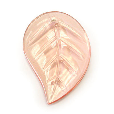35MM PINK COLORED CZECH RIGHT LEAF W/ FLAT BACK 