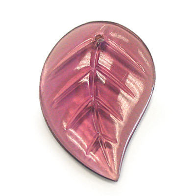 60MM AMETHYST COLORED CZECH LEFT LEAF W/ FLAT BACK 