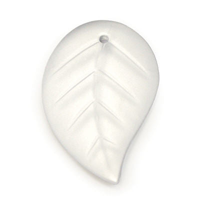 60MM FROSTED CRYSTAL CZECH LEFT LEAF W/ FLAT BACK 