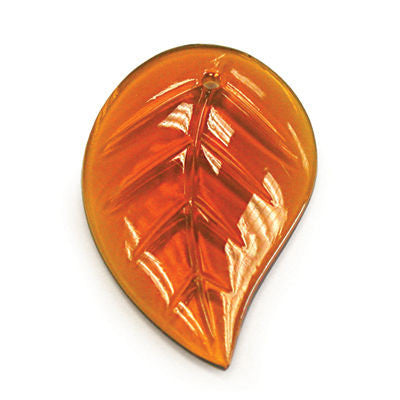 60MM TOPAZ COLORED CZECH LEFT LEAF W/ FLAT BACK 