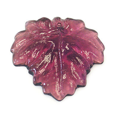 30MM AMETHYST COLORED CZECH MAPLE LEAF W/ FLAT BACK 