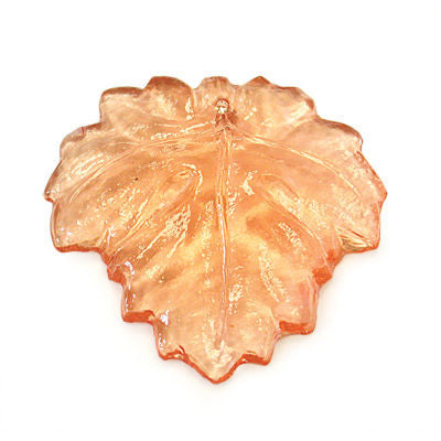 30MM PINK COLORED CZECH MAPLE LEAF W/ FLAT BACK 