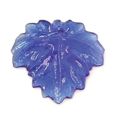 30MM SAPPHIRE COLORED CZECH MAPLE LEAF W/ FLAT BACK 