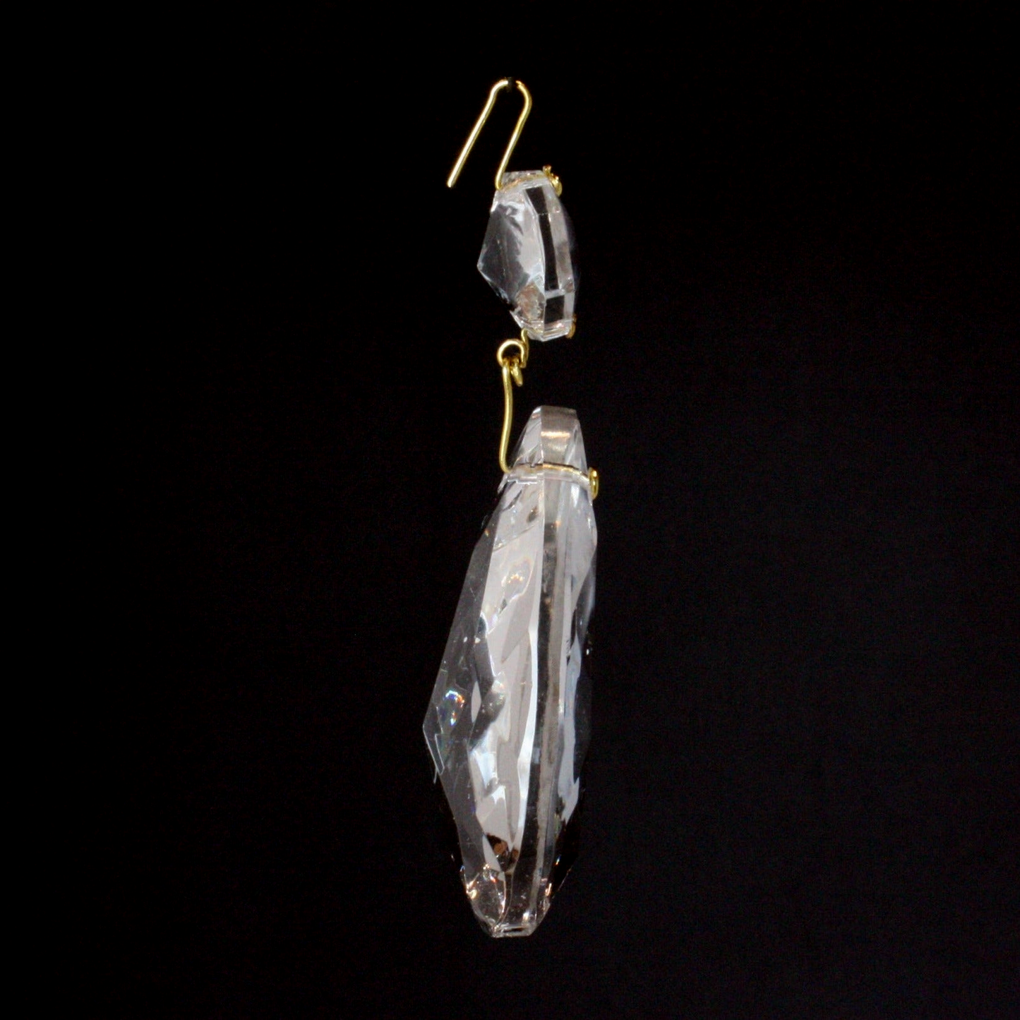 Czech Crystal Teardrop w/ Top Bead, Brass Pinning (Blemished)