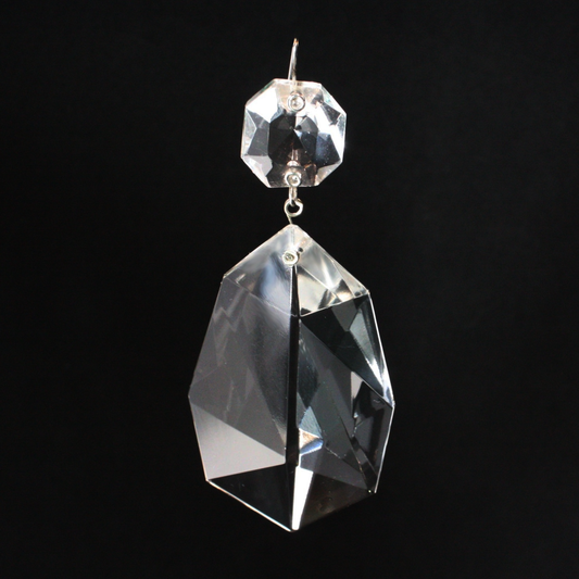 Czech Crystal 2-1/2" Asymmetrical Radiant Cut Prism w/ Top Bead