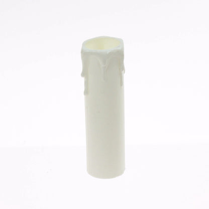 White Plastic Candle Cover w/ White Drip, Candelabra Base
