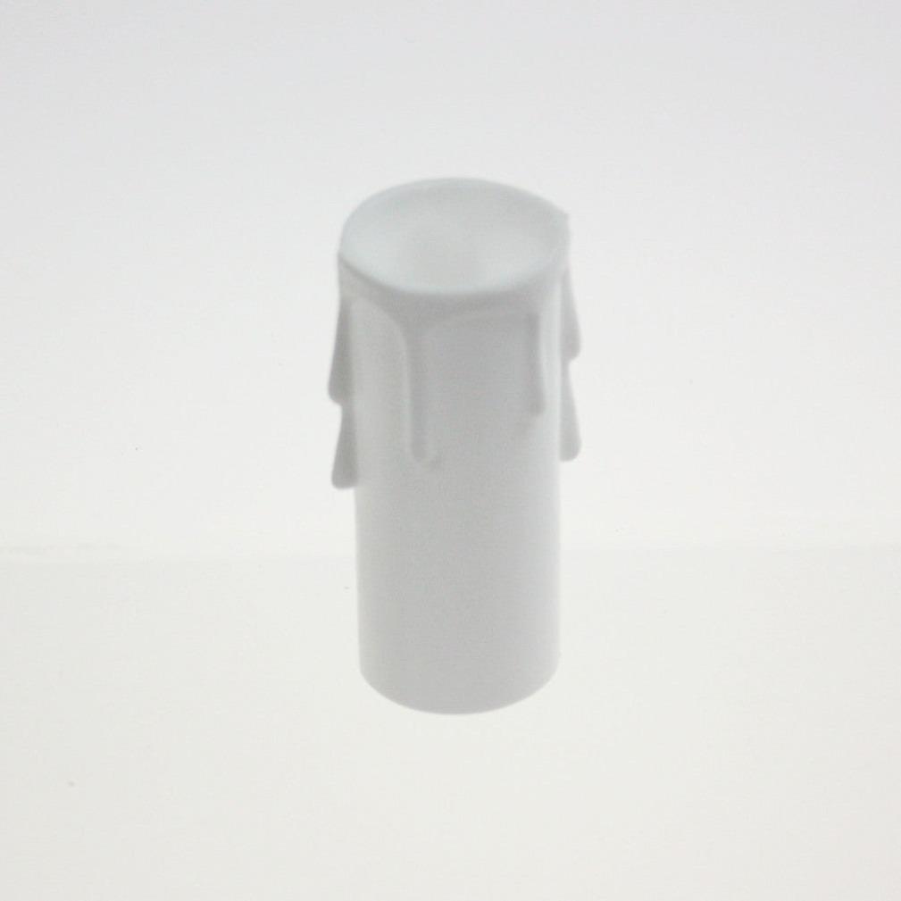 White Plastic Candle Cover w/ White Drip, Medium Base