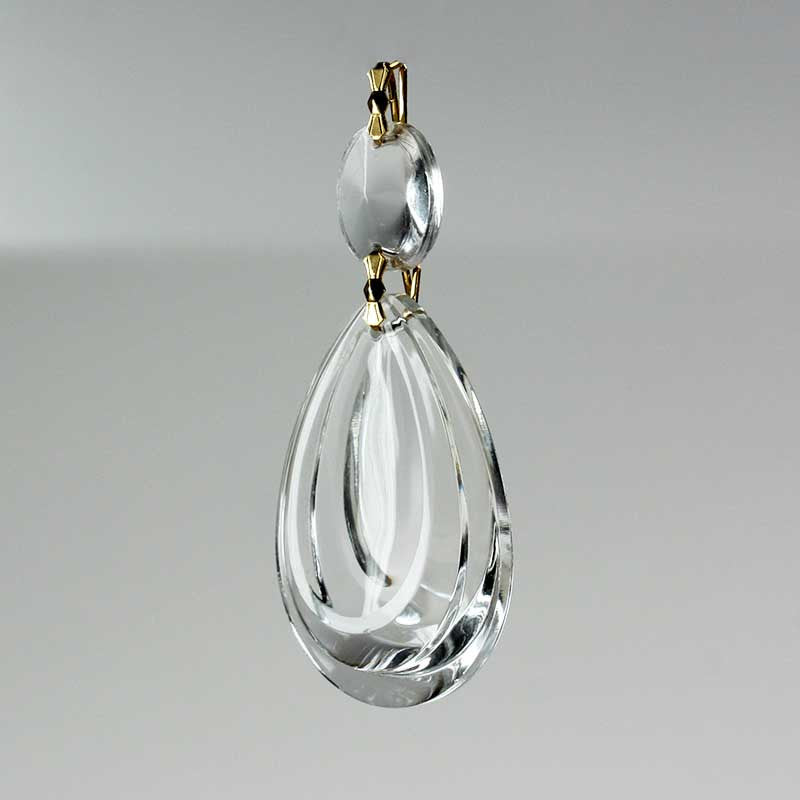 2" Clear Double Sided Oyster w/ Top Bead