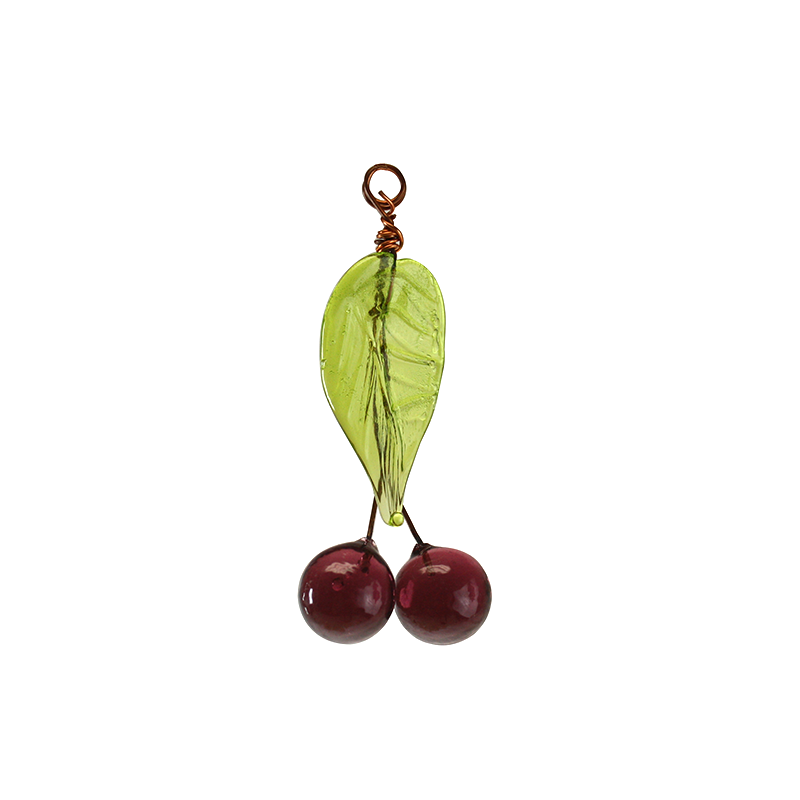 Amethyst Cherry Drop with Green Leaf