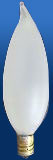 Frosted 15 watt turn tip candelabra base bulb.