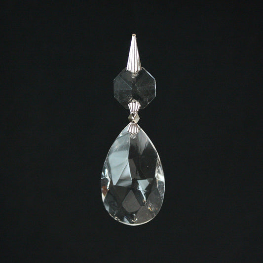 1-1/2" Clear Teardrop w/ Top Bead, Various Styles