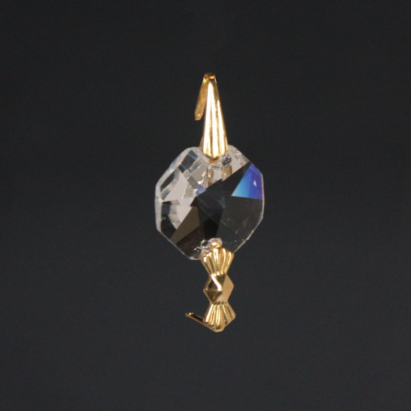 14mm 2-Hole Leaded Crystal Octagon w/ Hanger (Various Styles)