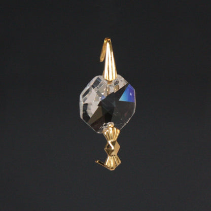 14mm 2-Hole Leaded Crystal Octagon w/ Hanger (Various Styles)