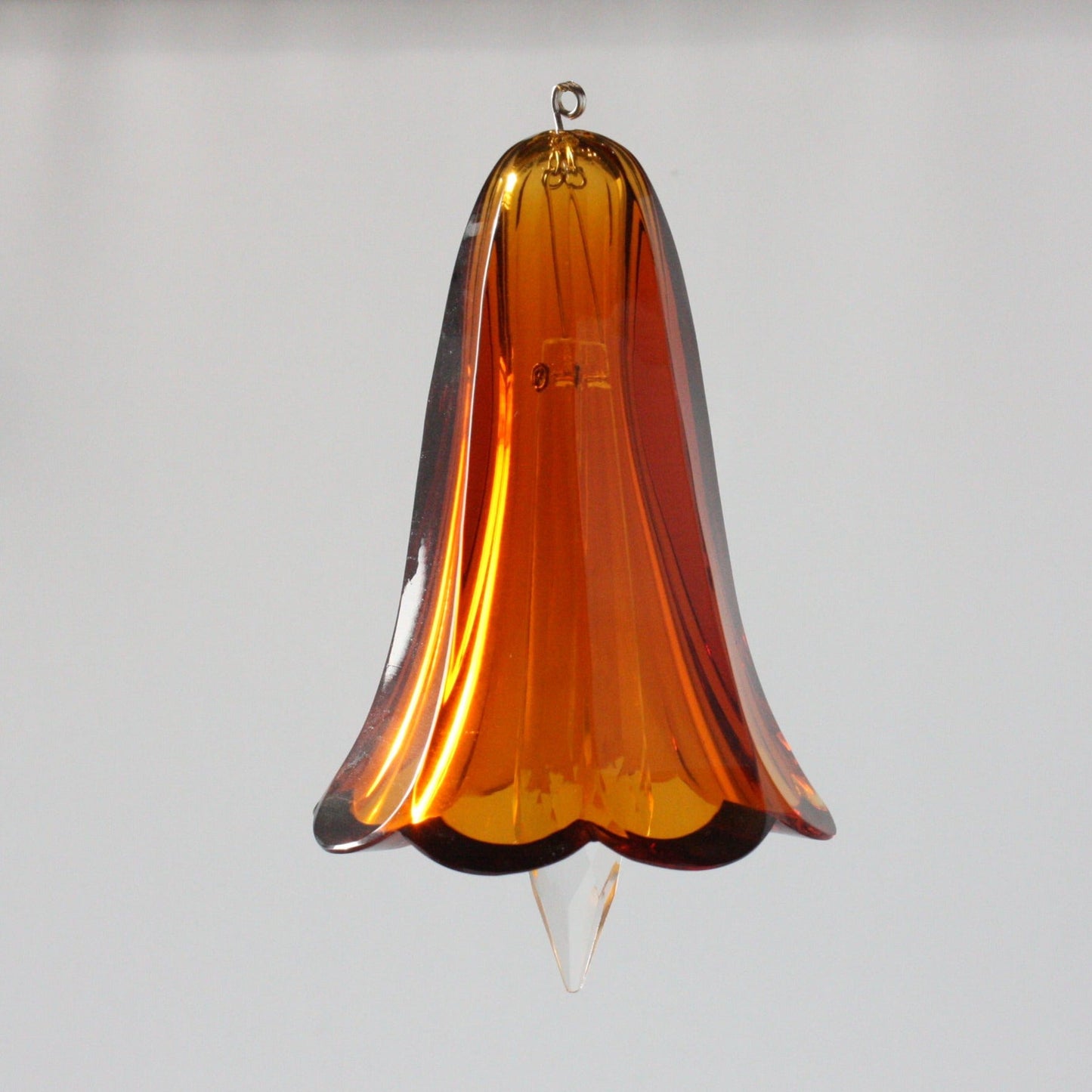 3" Light Amber Czech Crystal Bell w/ Clear Drop