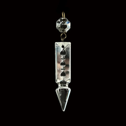 3" Half Cut Notched Glass Spear w/ Top Bead, Antique Pinning