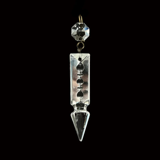 3" Half Cut Notched Glass Spear w/ Top Bead, Antique Pinning
