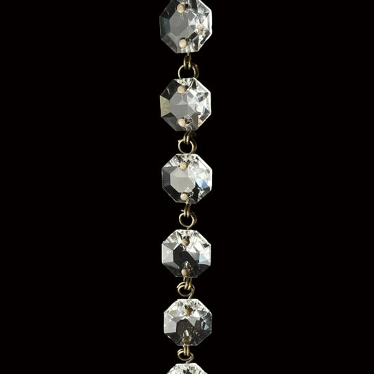 39" 14mm Crystal Octagon Chain, Double Loop Antique Pinning