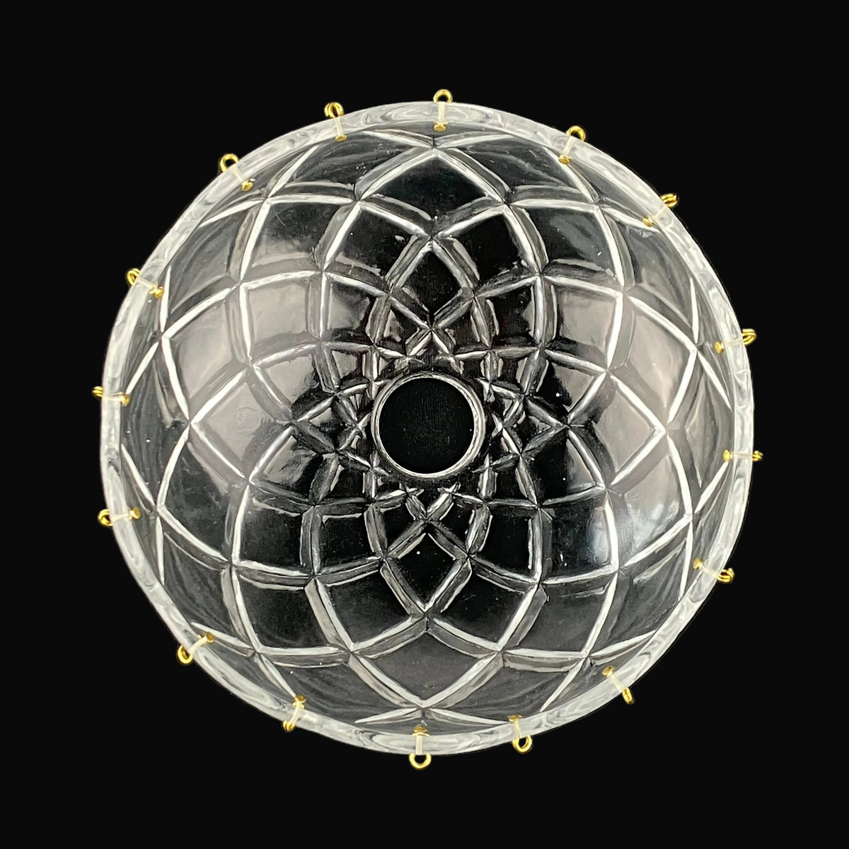 6" 16 Pin Highly Criss Cross Pressed Bobeche, 16 pin