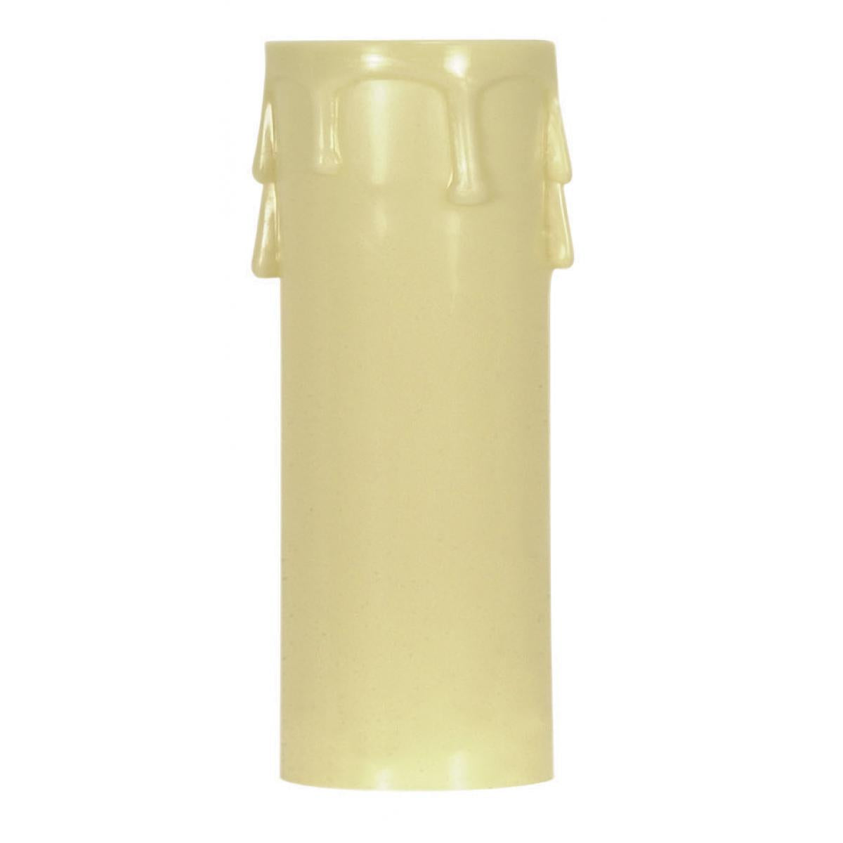 Ivory Plastic Candle Cover w/ Ivory Drip, Medium Base