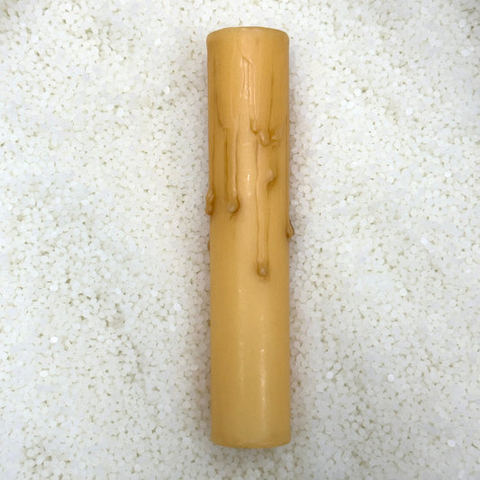 Antique Honey Beeswax Candle Cover w/ Drip, European Base