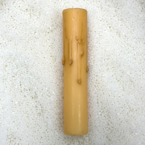 Antique Honey Beeswax Candle Cover w/ Drip, European Base