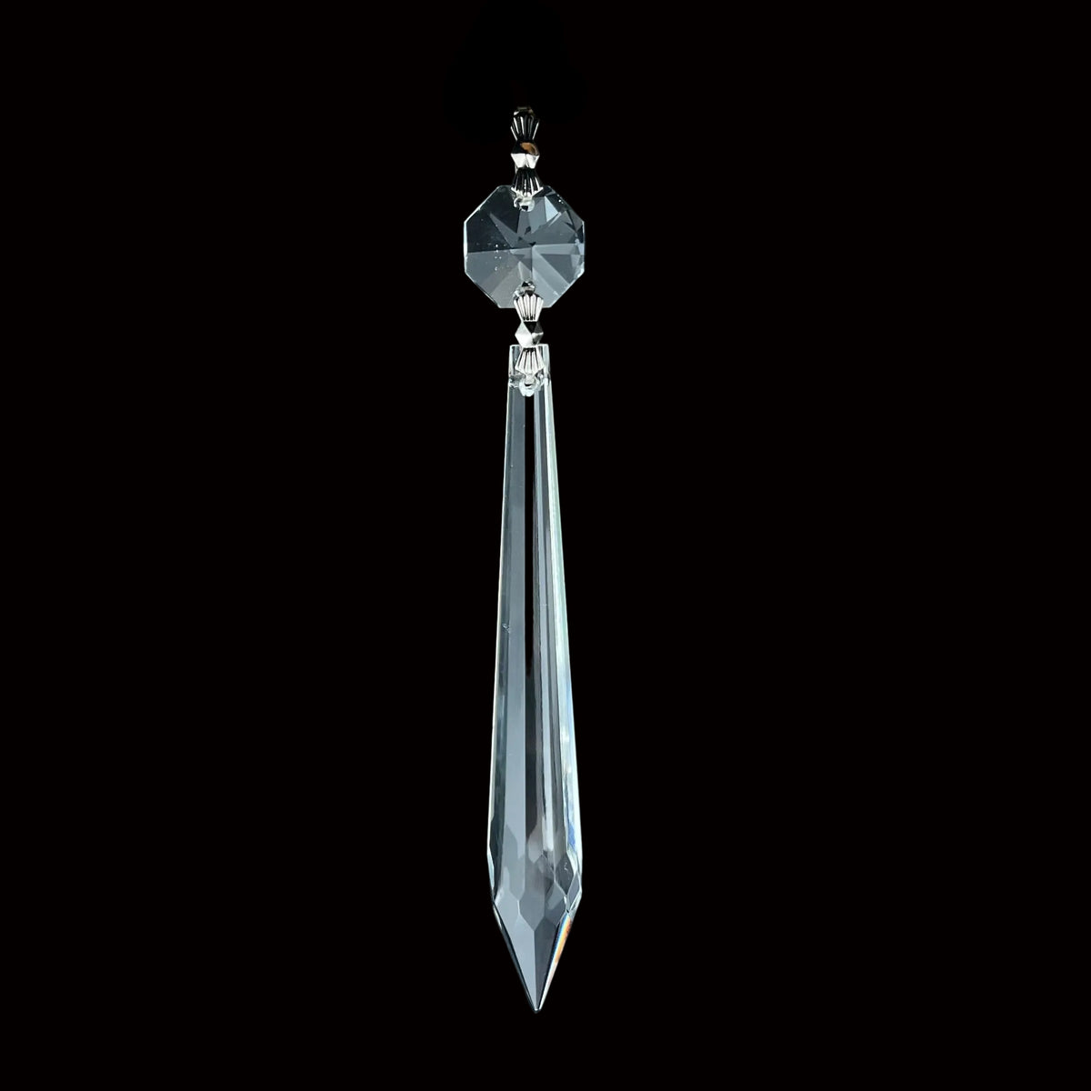 4" Crystal U-Drop w/ Top Bead, Chrome Bow Ties