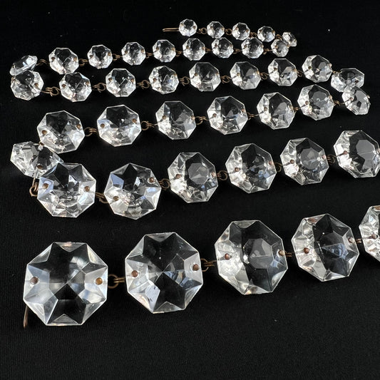 Italian Graduated Octagon Crystal Chain, Antique Pinning
