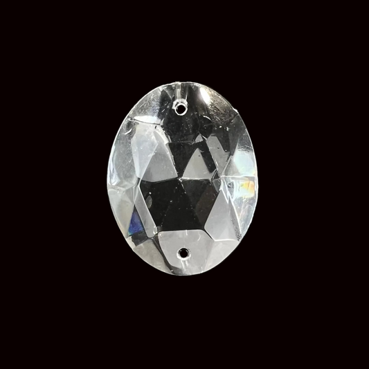 2-Hole Clear Pressed Oval Bead