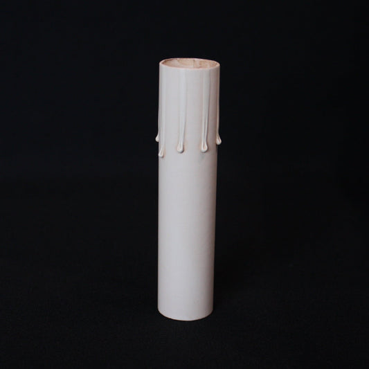 Ivory Fibre Candle Cover w/ Ivory Drip, Candelabra Base