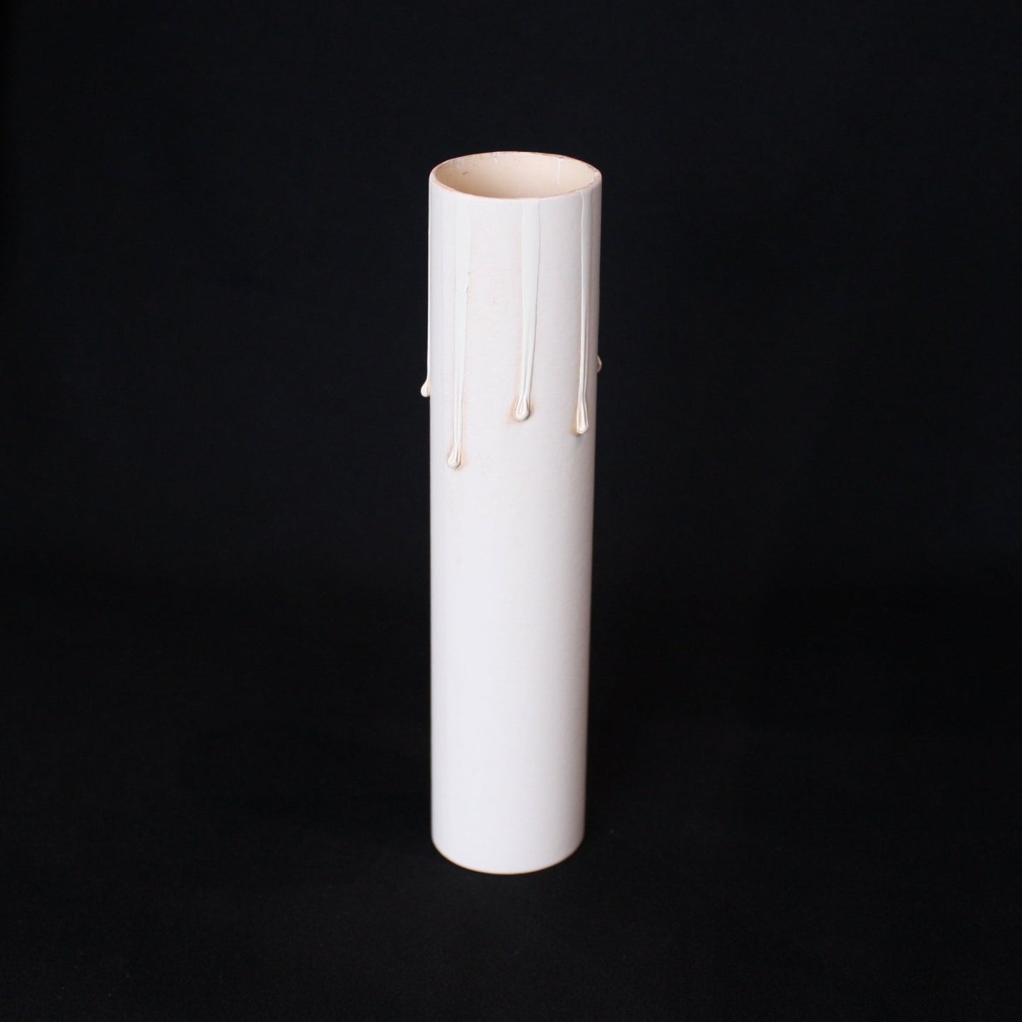 Ivory Fibre Candle Cover w/ Ivory Drip, Medium Base