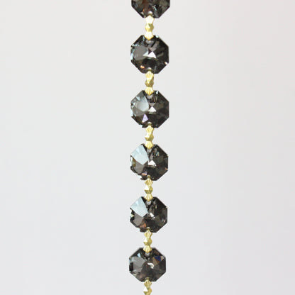 SWAROVSKI STRASS®<BR> 14mm Silver Night Octagon Chain, 1 Meter