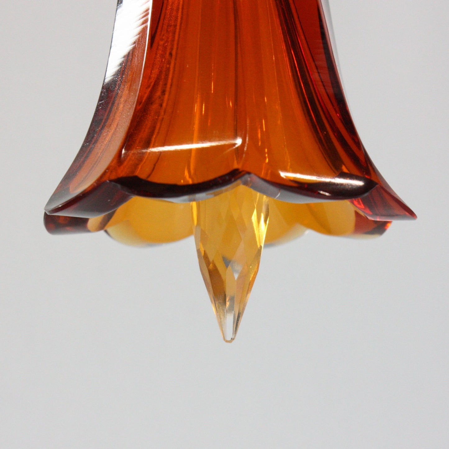 3" Light Amber Czech Crystal Bell w/ Clear Drop