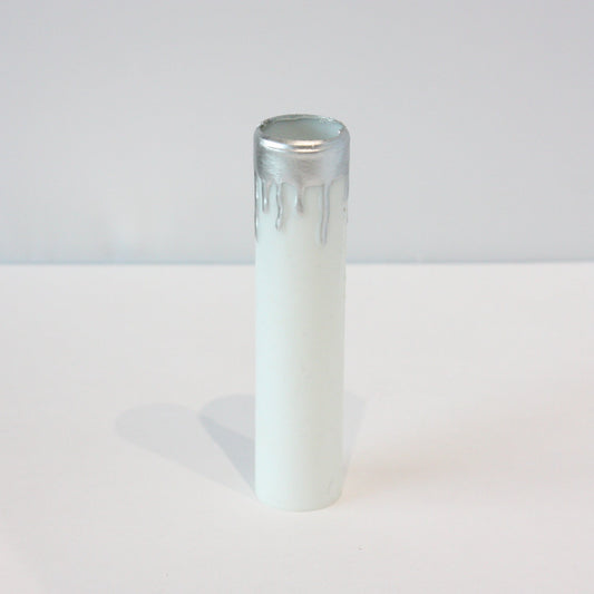 3-1/2" White Plastic Candle Covers w/ Silver Drip, Candelabra Base