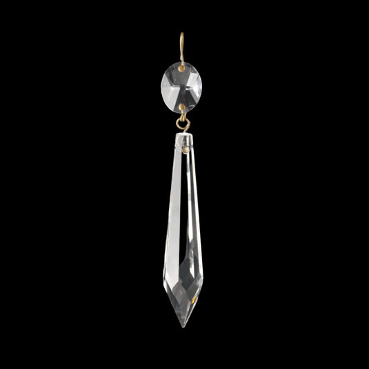 3" Crystal U-Drop Prism w/ Top Oval, Antique Pinning