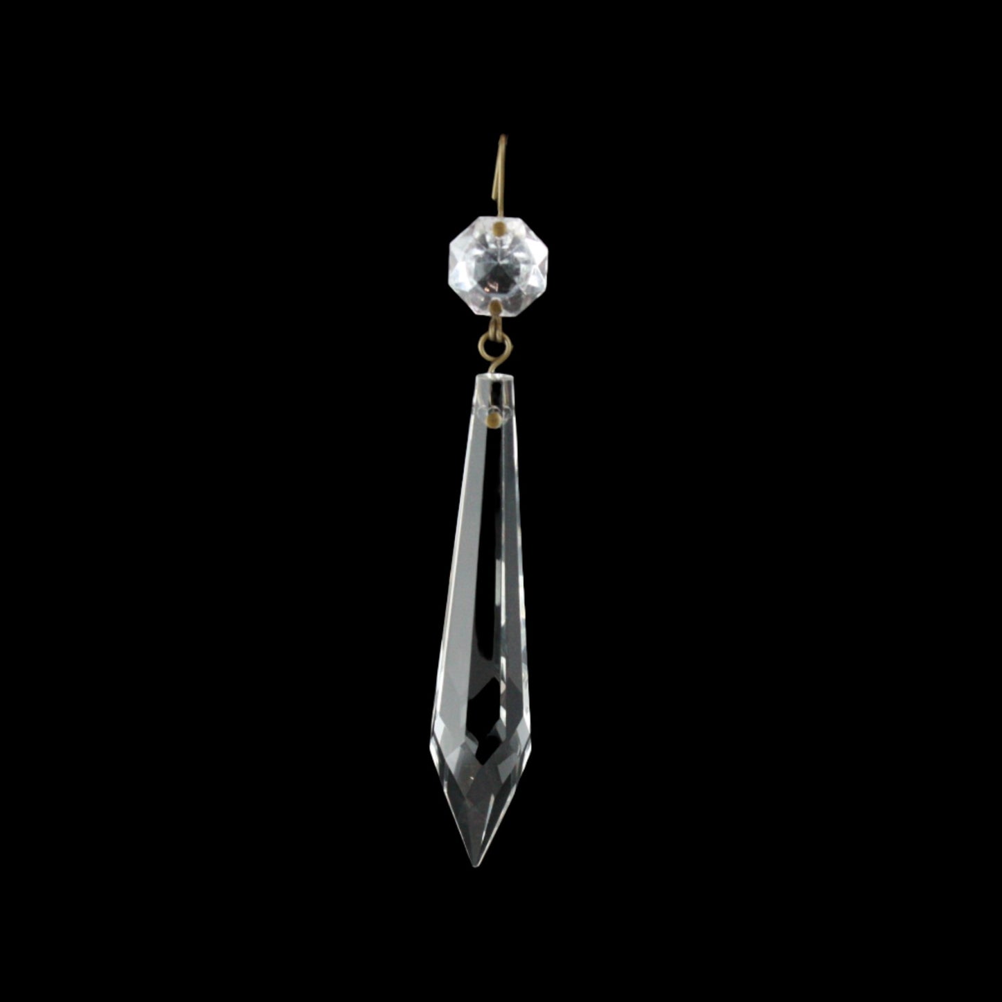 3" Crystal U-Drop Prism w/ Top Bead, Antique Pinning