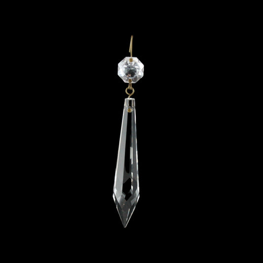 3" Crystal U-Drop Prism w/ Top Bead, Antique Pinning