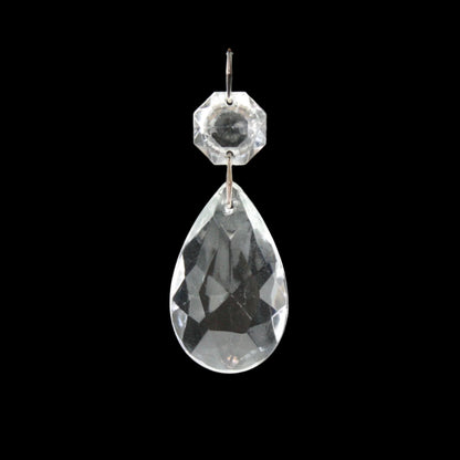 Half-Cut Teardrop Prism w/ Top Bead, Clear