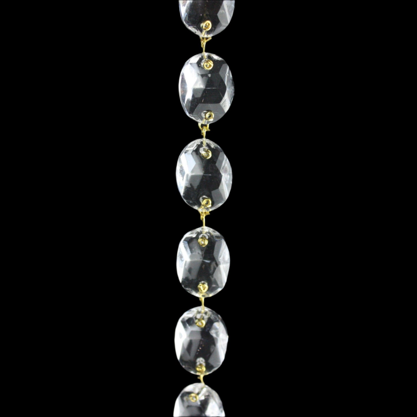 39" Czech Crystal Oval Bead Chain, Brass