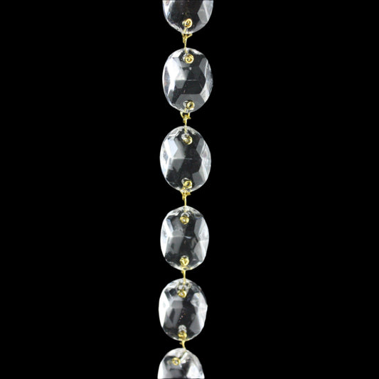 39" Czech Crystal Oval Bead Chain, Brass