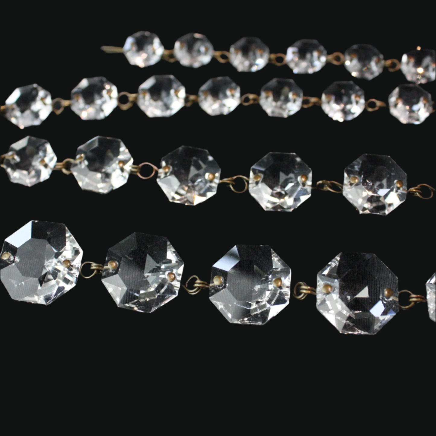 Turkish Graduated Octagon Crystal Chain, Antique Pinning