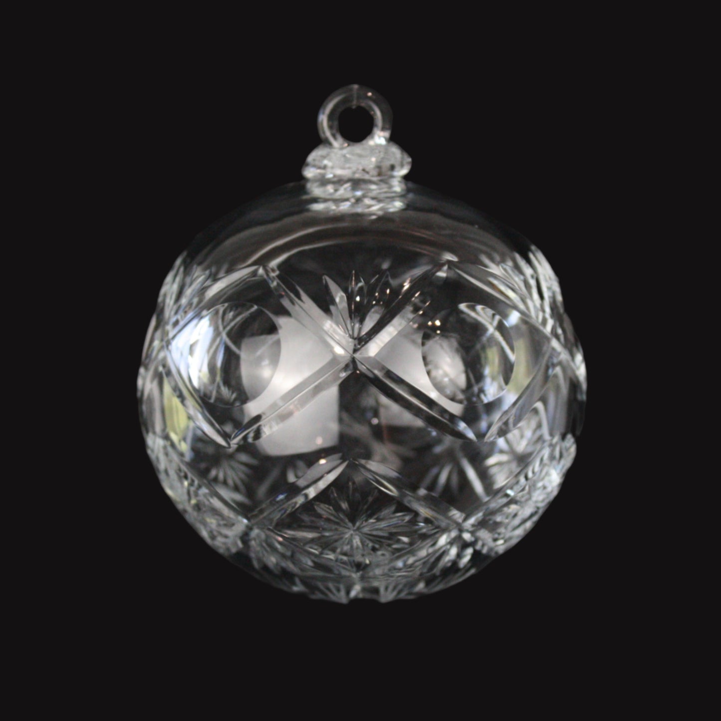 100mm Crystal Criss Cross & Olive Cut Hollow Ball w/ Loop