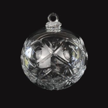 100mm Crystal Criss Cross & Olive Cut Hollow Ball w/ Loop