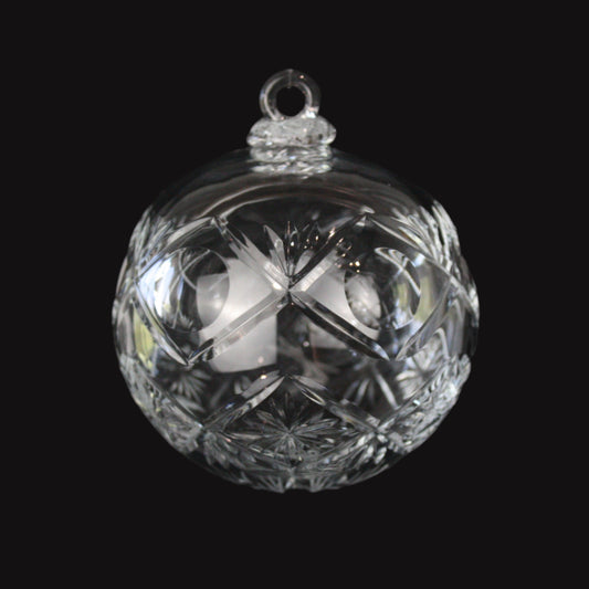100mm Crystal Criss Cross & Olive Cut Hollow Ball w/ Loop