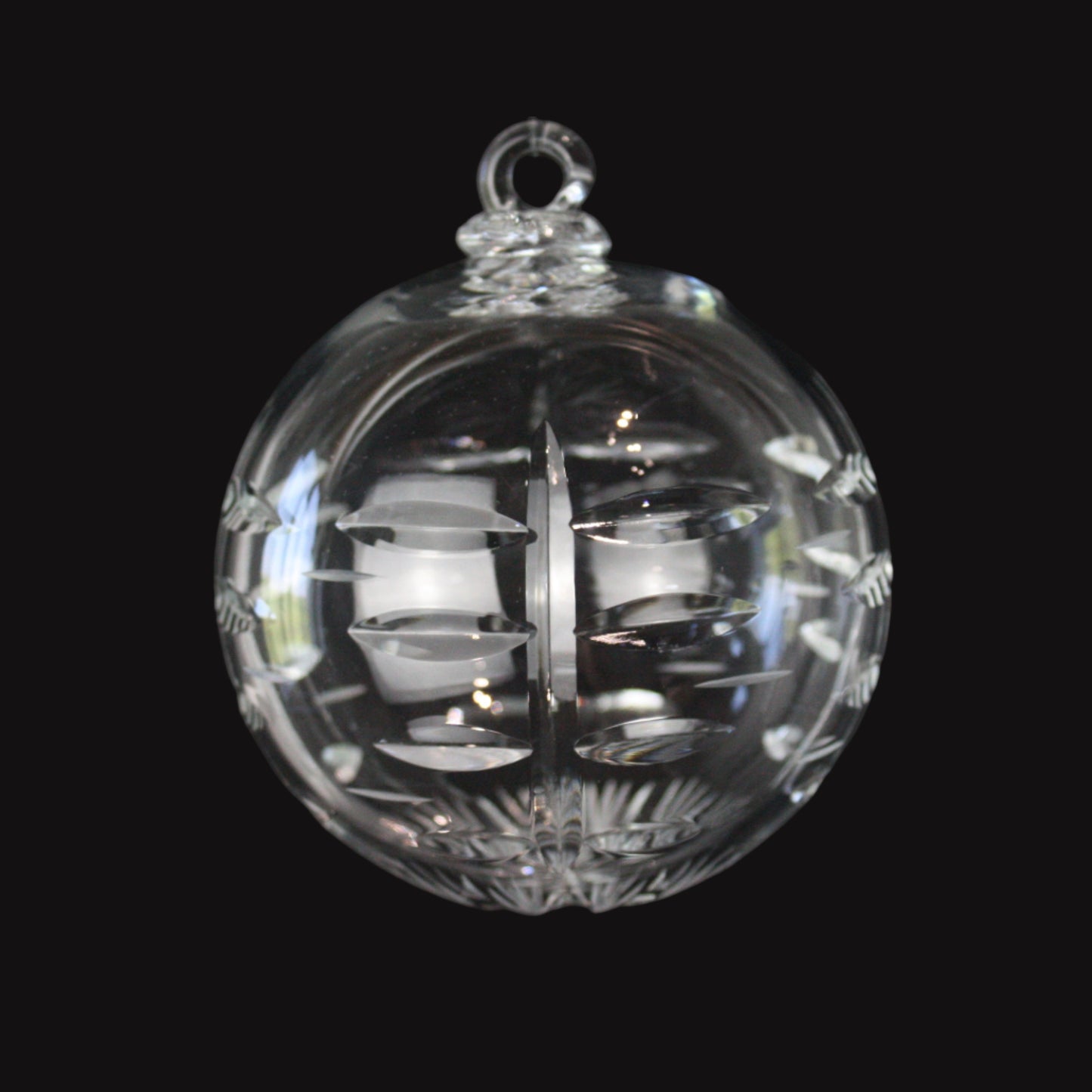 100mm Crystal Mitre Cut Hollow Ball w/ Loop