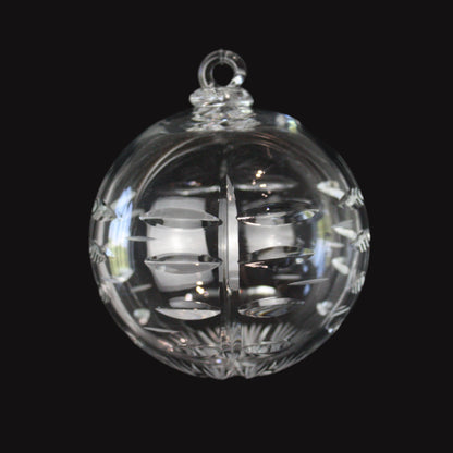 100mm Crystal Mitre Cut Hollow Ball w/ Loop