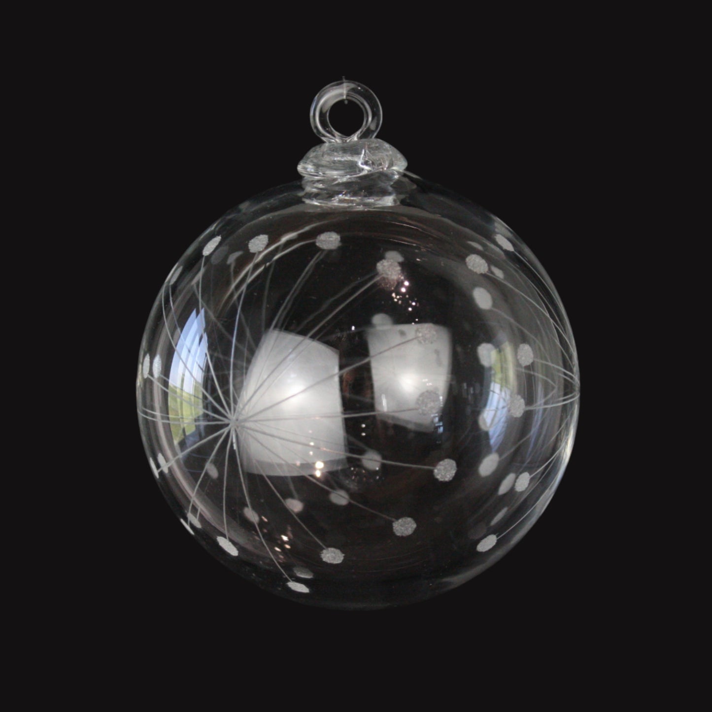 100mm Crystal Etched Hollow Ball w/ Loop
