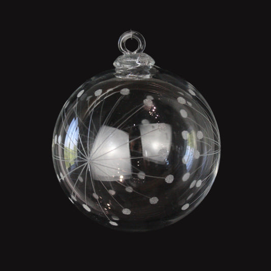 100mm Crystal Etched Hollow Ball w/ Loop