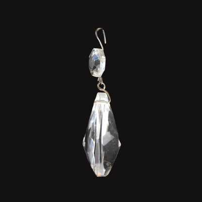 1-1/2" Clear Full Cut Teardrop w/ Top Bead, Antique Chrome