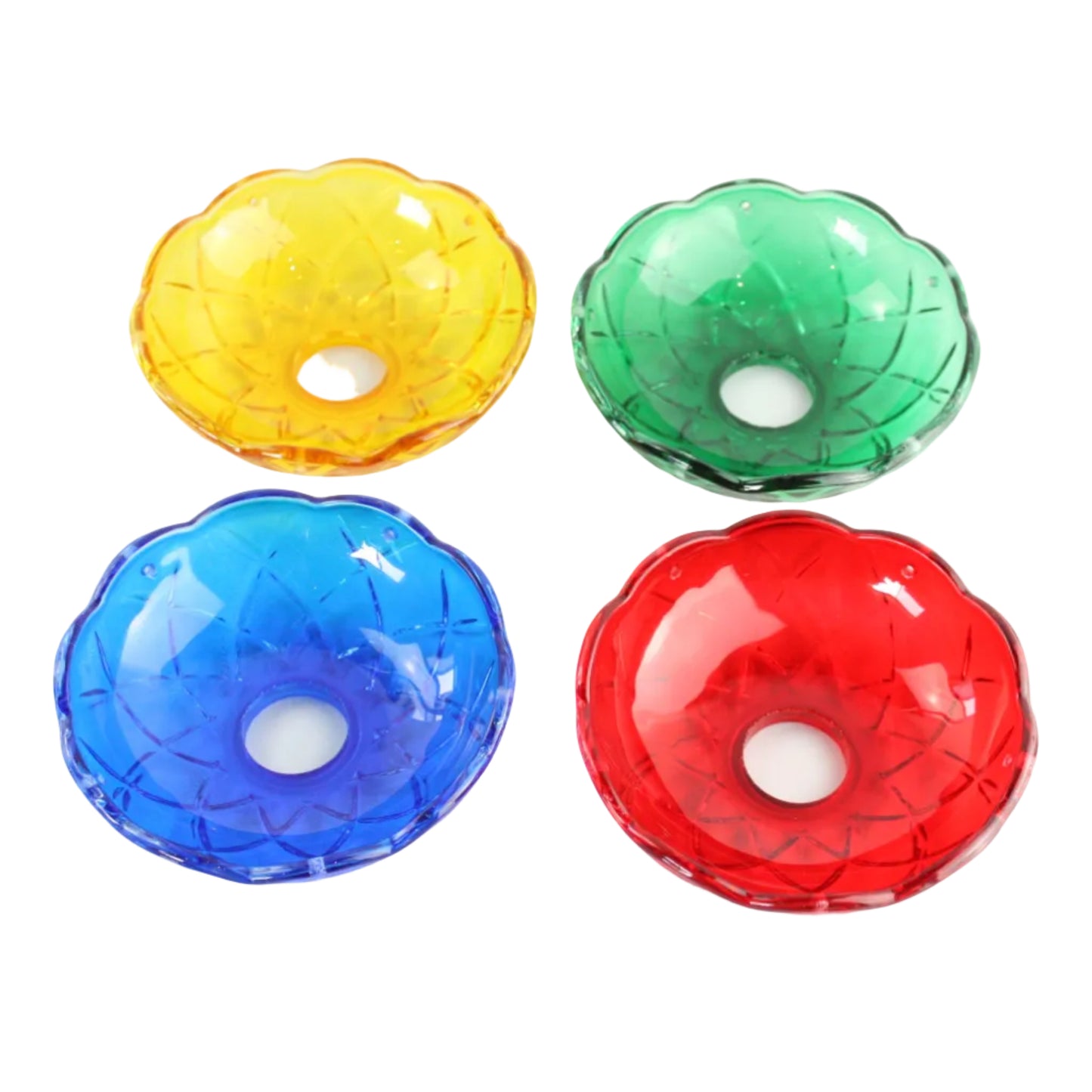 4" 5 Pin Colored Criss-Cross Pressed Bobeche